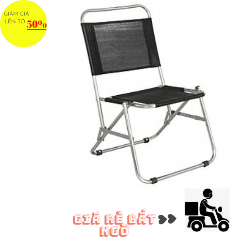 Ghế Xếp Cafe Vải Đen Lưng Thấp