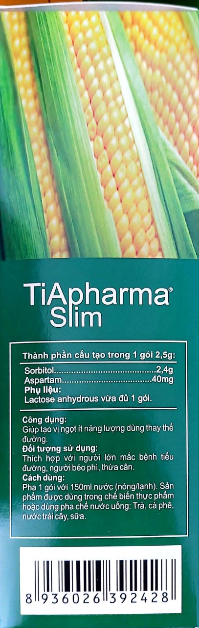 Đường Bắp Ăn Kiêng Aspartam TiApharma Slim (125g / Hộp/50 Gói) - TK