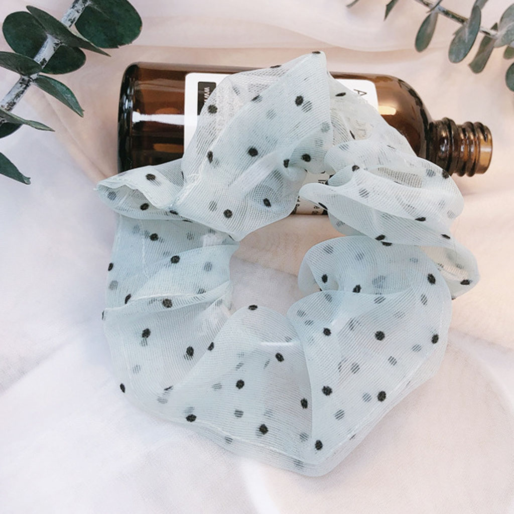 Dây buộc tóc vải Scrunchies chấm bi dễ thương CT51