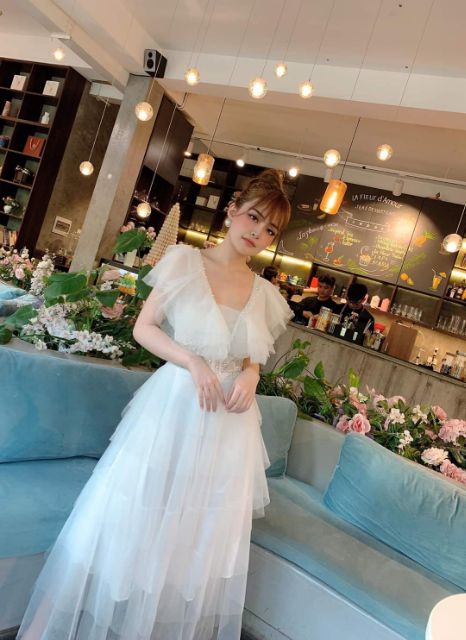 Đầm maxi dự tiệc tầng cánh tiên