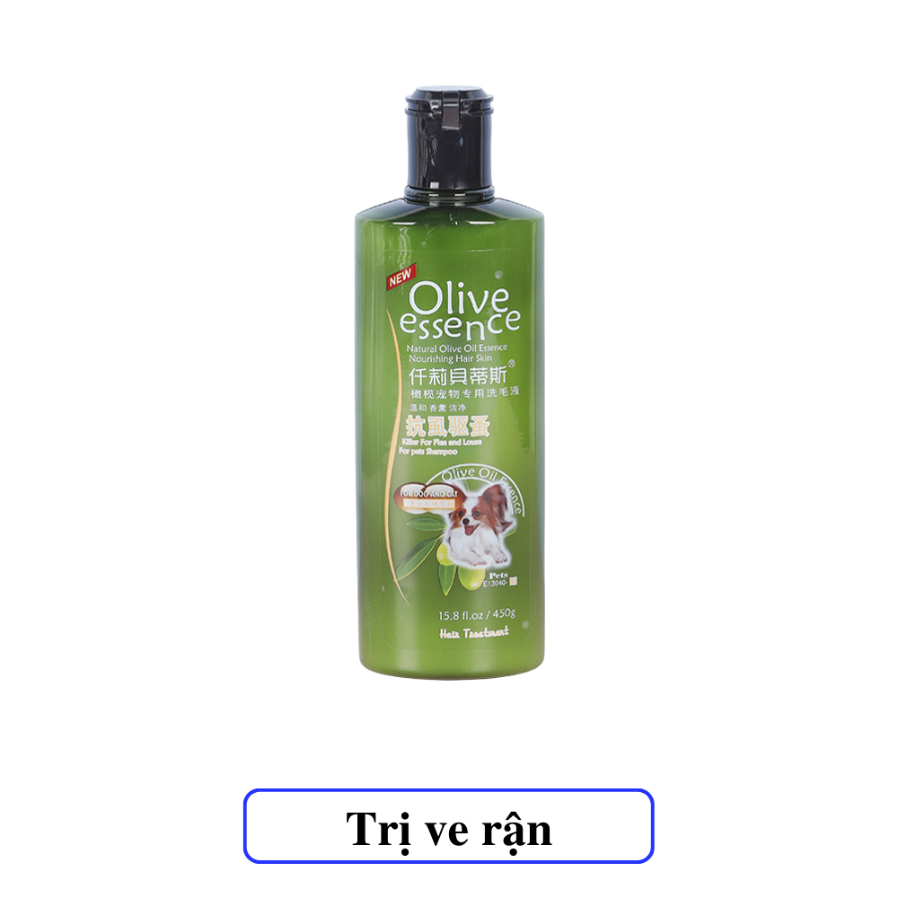 Sữa tắm cho chó mèo Olive Essence chai 450ml giúp dưỡng lông khử mùi