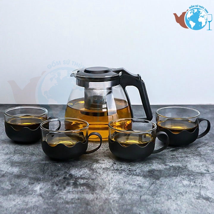 [HCM]Bộ ấm trà lõi lọc và 4 ly thuỷ tinh
