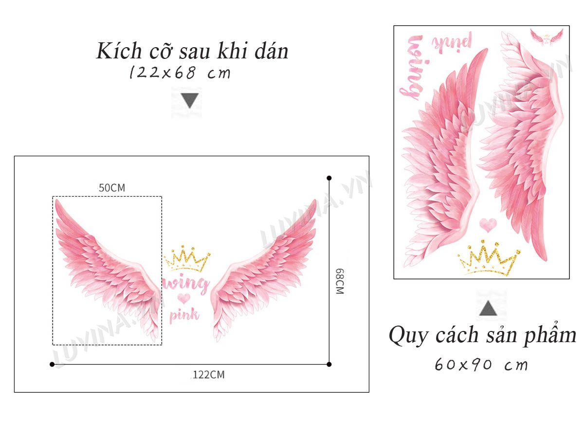 DECAL DÁN TƯỜNG ĐÔI CÁNH THIÊN THẦN