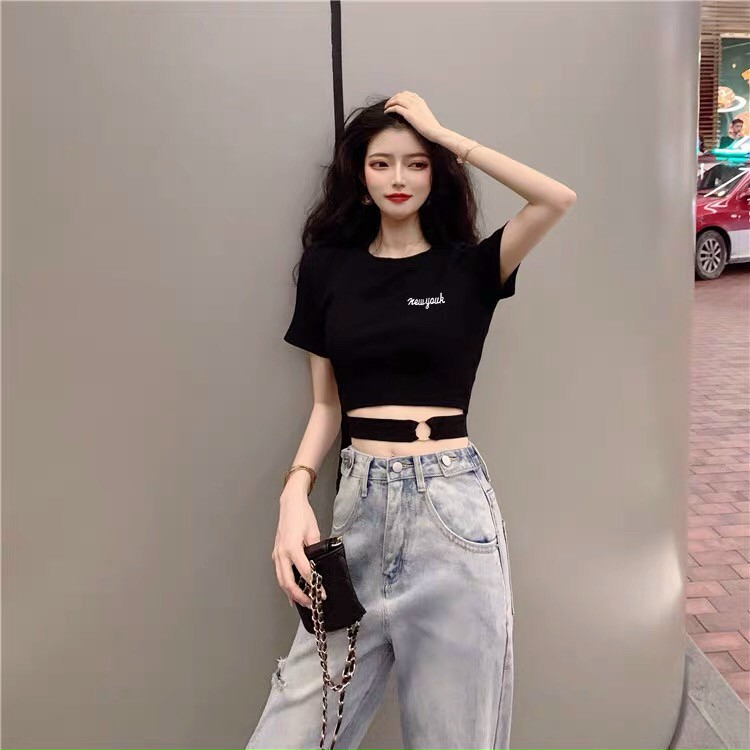 ÁO NỮ KIỂU ĐAI HỞ EO CHẤT THUN LỤA DÀY ĐẸP CO GIÃN THOÁNG MÁT SGR