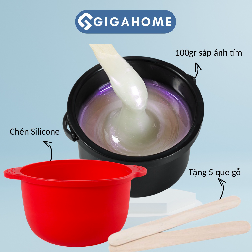 Combo chén silicone nấu sáp wax lông chống dính + 100gr sáp cao cấp gigahome tặng kèm 5 que gỗ