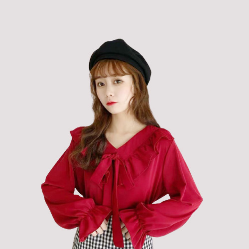 Áo Croptop Nữ Tay Phồng Cổ Nơ Thời Trang Xuân Hè Phong Cách Hiện Đại Av116