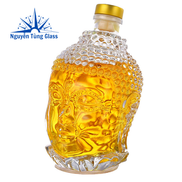 chai thuỷ tinh đựng rươu 750ml hình phật thủ
