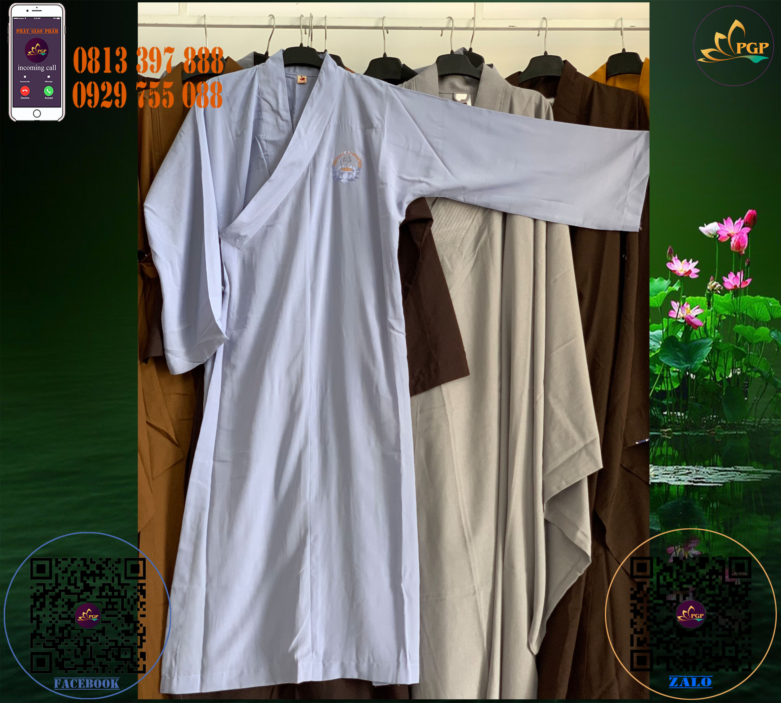 Áo Tràng Silk Phật Tử (vải siêu mát)