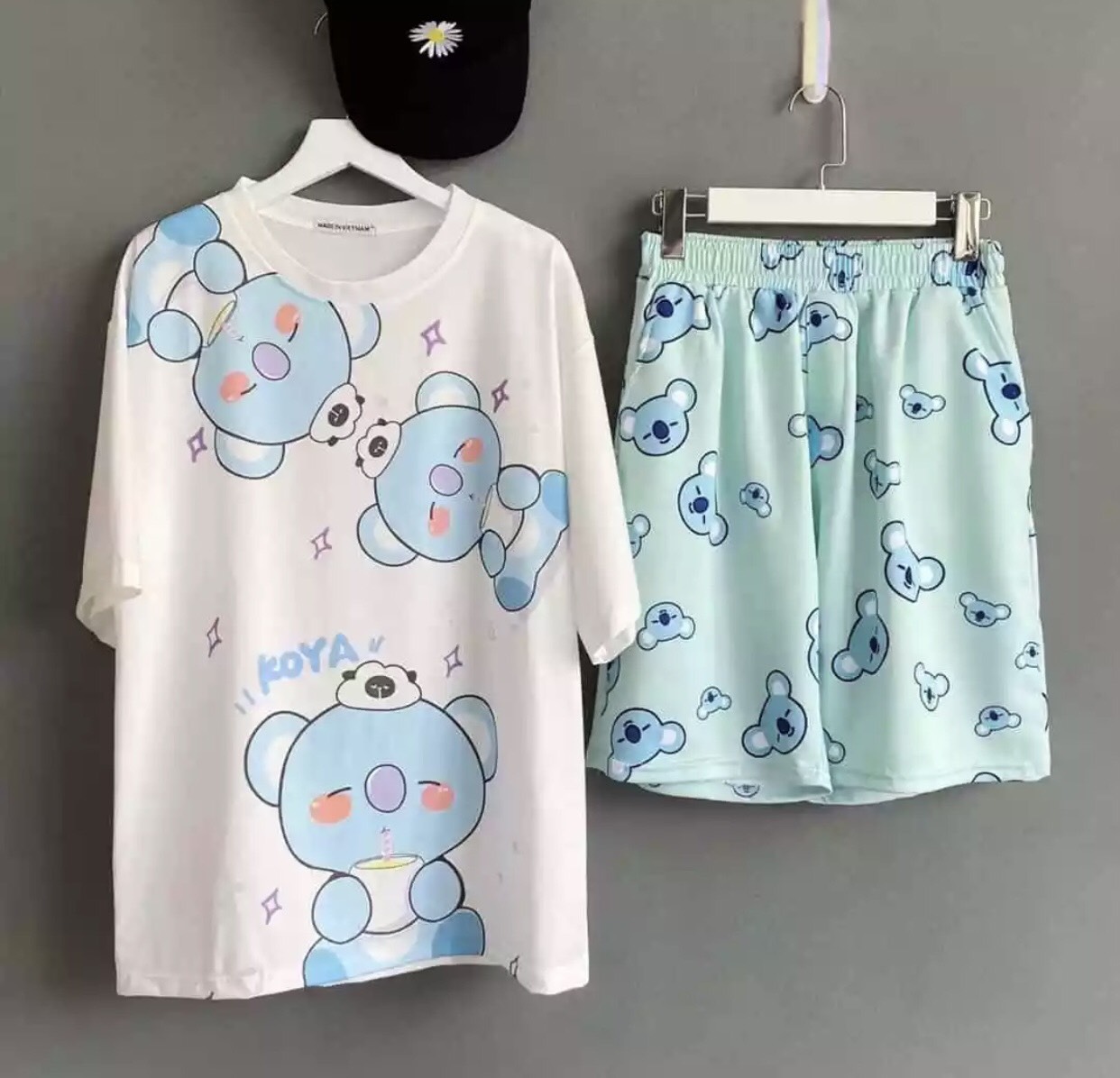 Đồ Bộ Coton Gấu Teddy Xanh Cute , Thun Coton Thoáng Mát, Nam Nữ Đều Mặc Được , Đồ Bộ Mặc Nhà , Đồ Bộ Hoạt Hình Dễ Thương, Đồ Bộ 3D Cute TTSLB0059