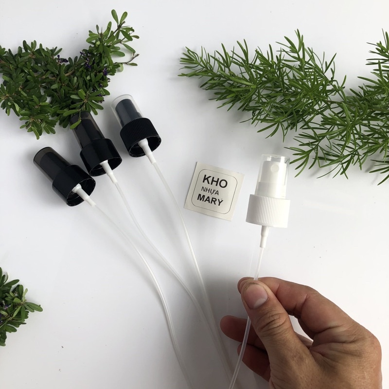 Set 5 đầu xịt phun sương phi 18 / 20 / 24 / 28 - nắp chai xịt nước đen/ trắng