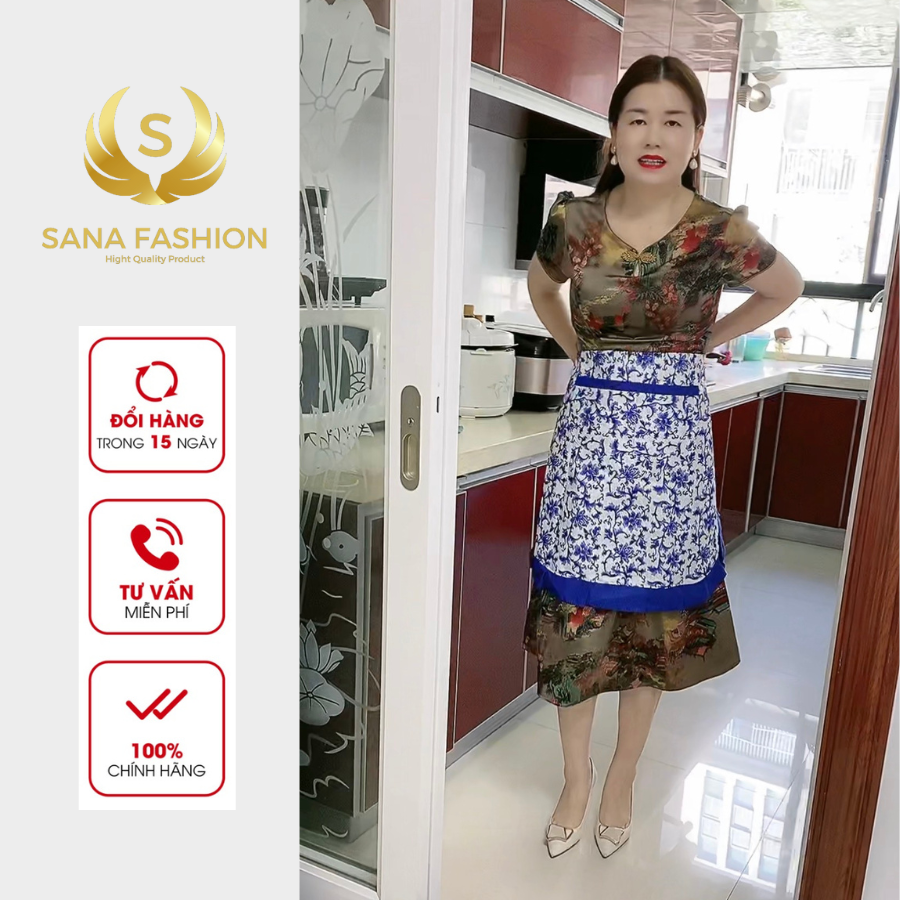 Đầm váy trung niên cho mẹ sang trọng chất lụa Latin