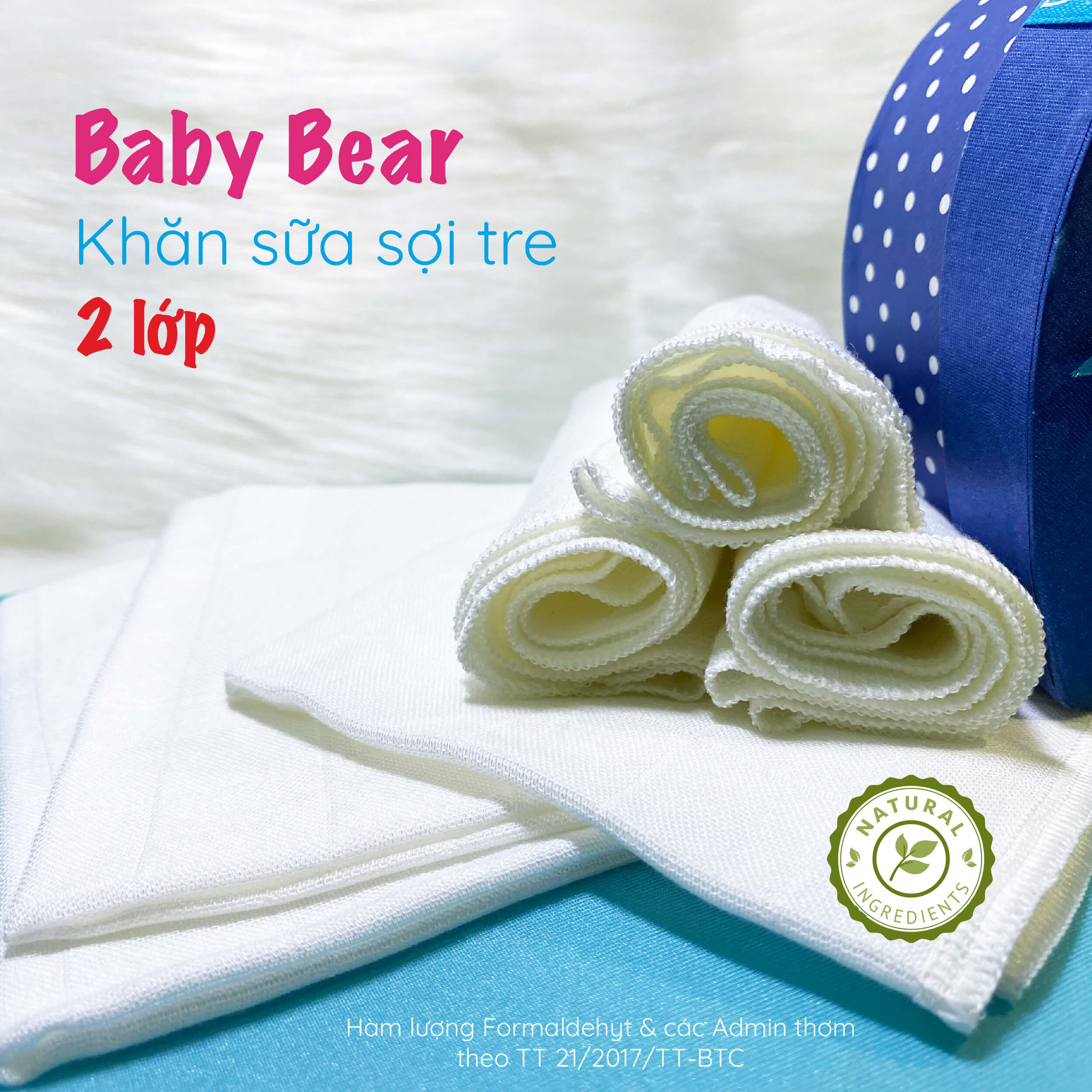 Khăn sữa sợi tre Baby Bear 25x32cm 2 lớp