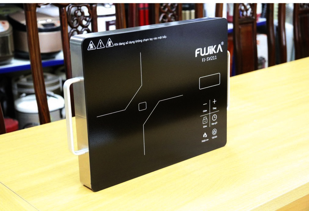 Bếp hồng ngoại đơn fujika, bếp hồng ngoại cảm ứng fujika fj-sv211 mặt kính ceramic chịu lực, chịu nhiệt tốt, chống trầy xước, chịu lực và dễ vệ sinh, công suất 2000w, dùng cho mọi loại nồi, bh 12 tháng