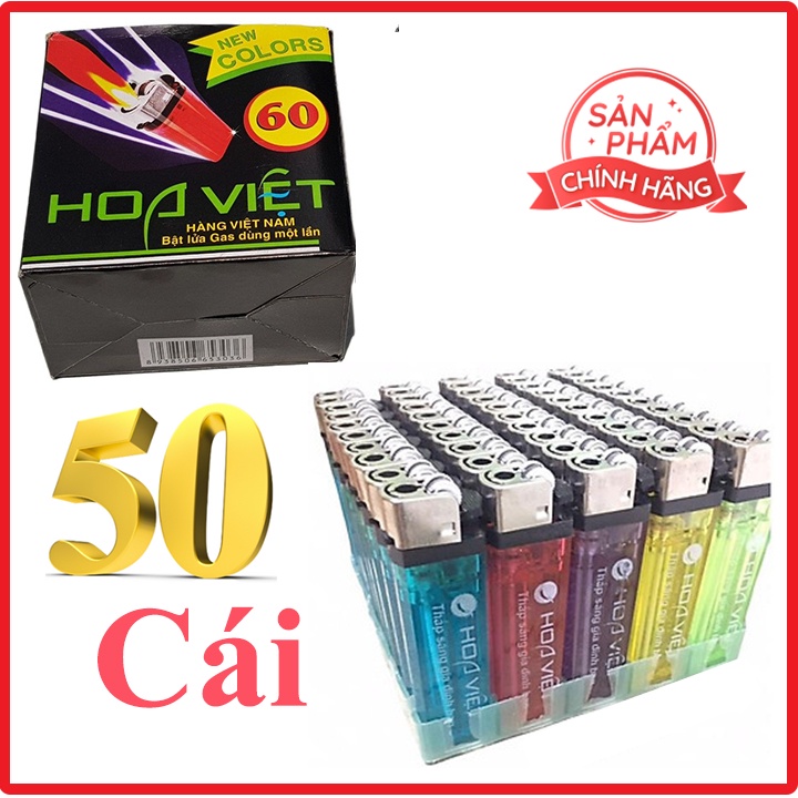 Hộp 50 chiếc quẹt bật lửa hoa việt mã 60