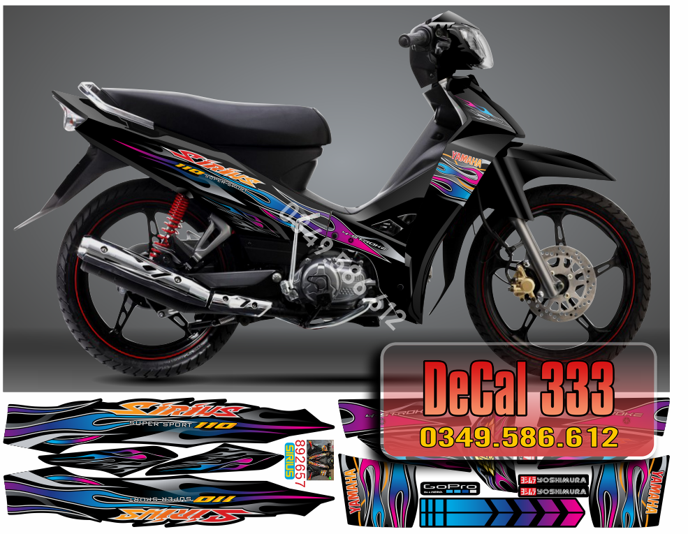 Tem Rời SIRIUS 110cc 50cc RC mẫu LỬA BỐC CHÁY 892657 - NHIỀU LỰA CHỌN MÀU (Sticker sirius)