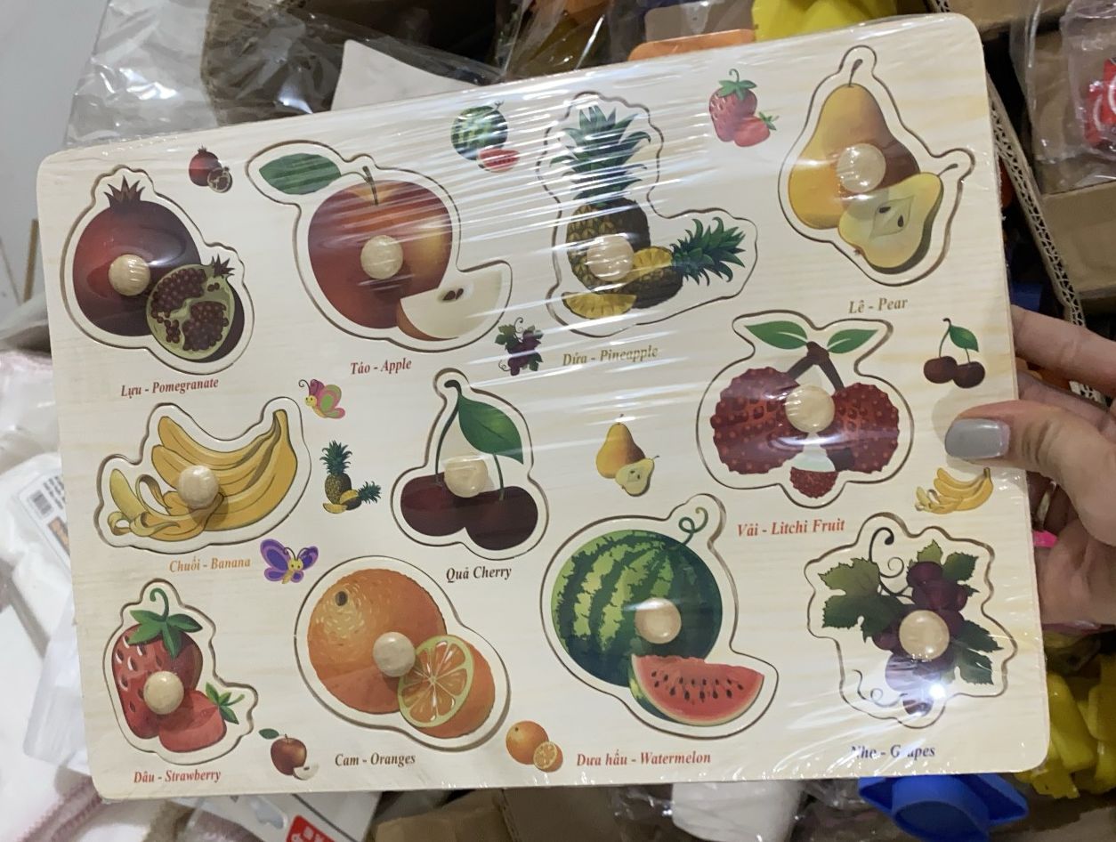 Bộ lắp ráp hình gỗ có núm dễ cầm cho bé