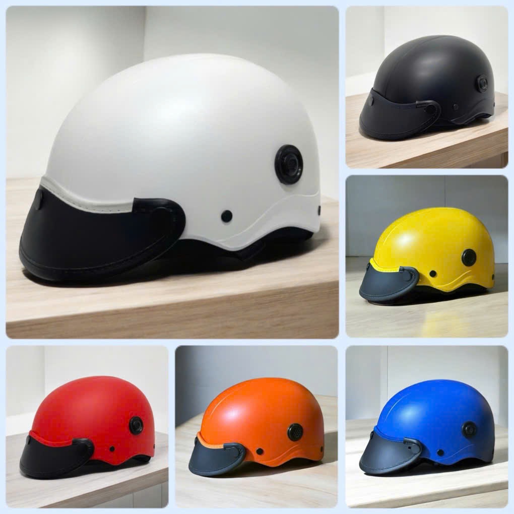 Nón Bảo Hiểm Thời Trang DANSHOP - Mũ Bảo Hiểm 1/2 Phẳng - Màu Sơn Matte - Lỗ Thông Gió Thời Trang - Chất Lượng - Giá Tốt