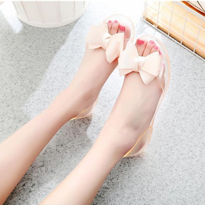 Dép nhựa đi mưa size 35 đến 40 đính nơ trong suốt siêu cute cho bạn nữ V157 giá rẻ