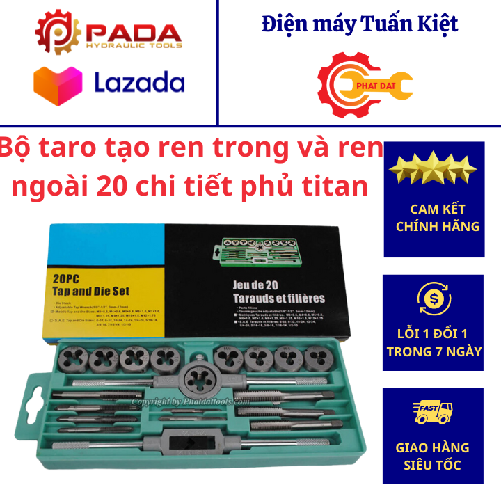 Bộ taro tạo ren trong và ren ngoài 20 chi tiết phủ titan