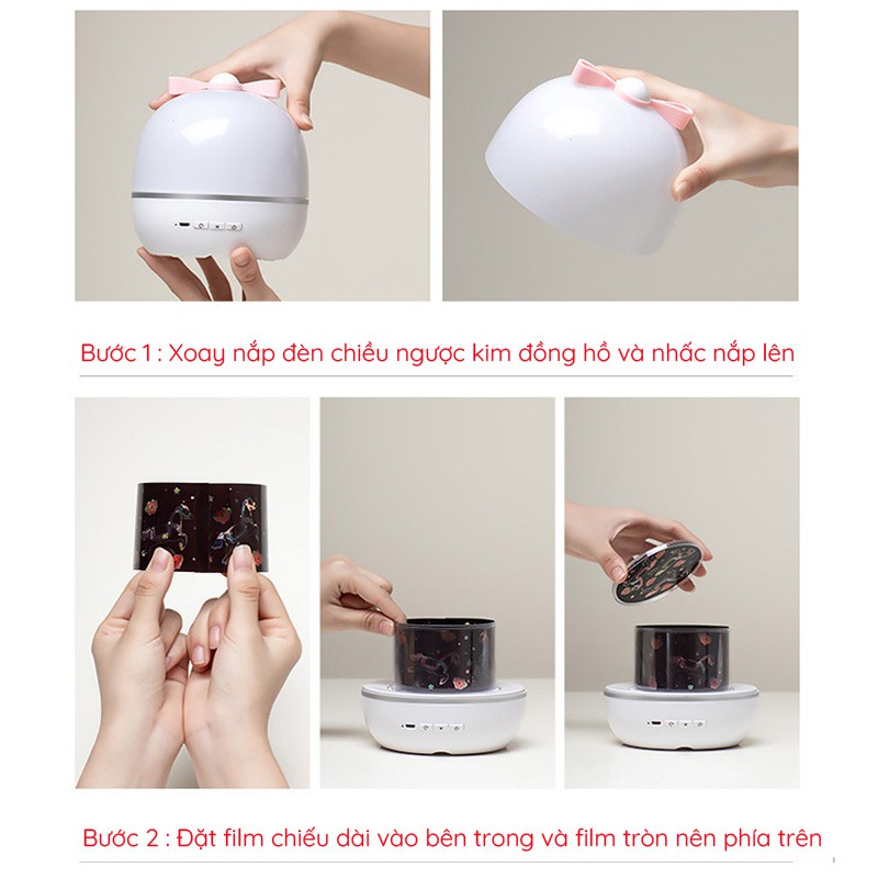 Đèn Ngủ Chiếu Sao Xoay 360 Độ Tự Động
