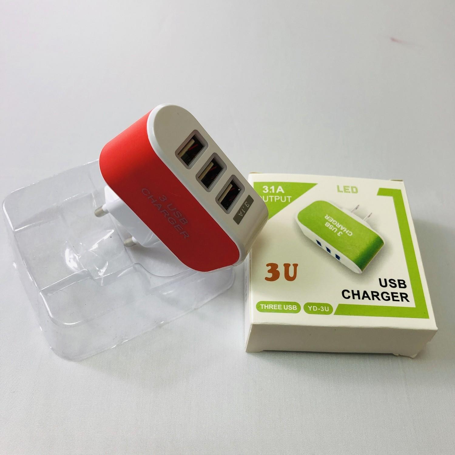 Ổ Cắm Sạc 3 Cổng USB 3.1A có đèn Led
