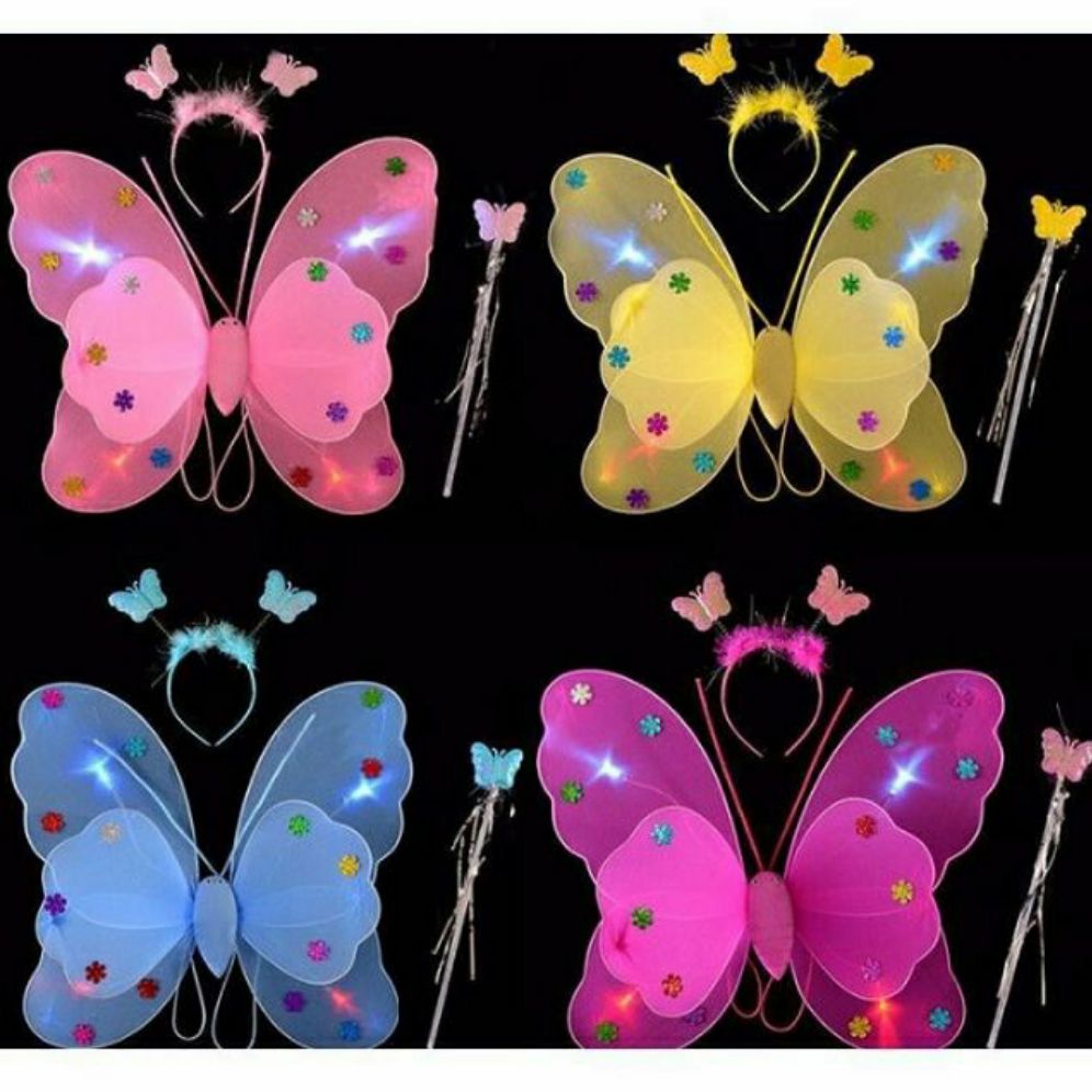 [HCM]Set bộ cánh bướm hóa trang chớp đèn cho bé yêu (có cài và gậy phép)