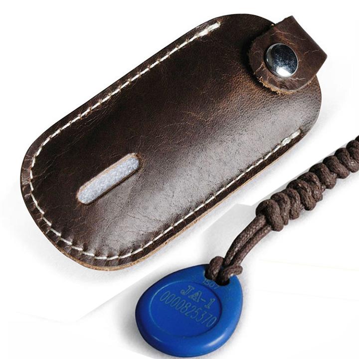 Móc Khóa Da Bò Đựng Thẻ Xe Bật Lửa USB Thẻ Từ Tròn