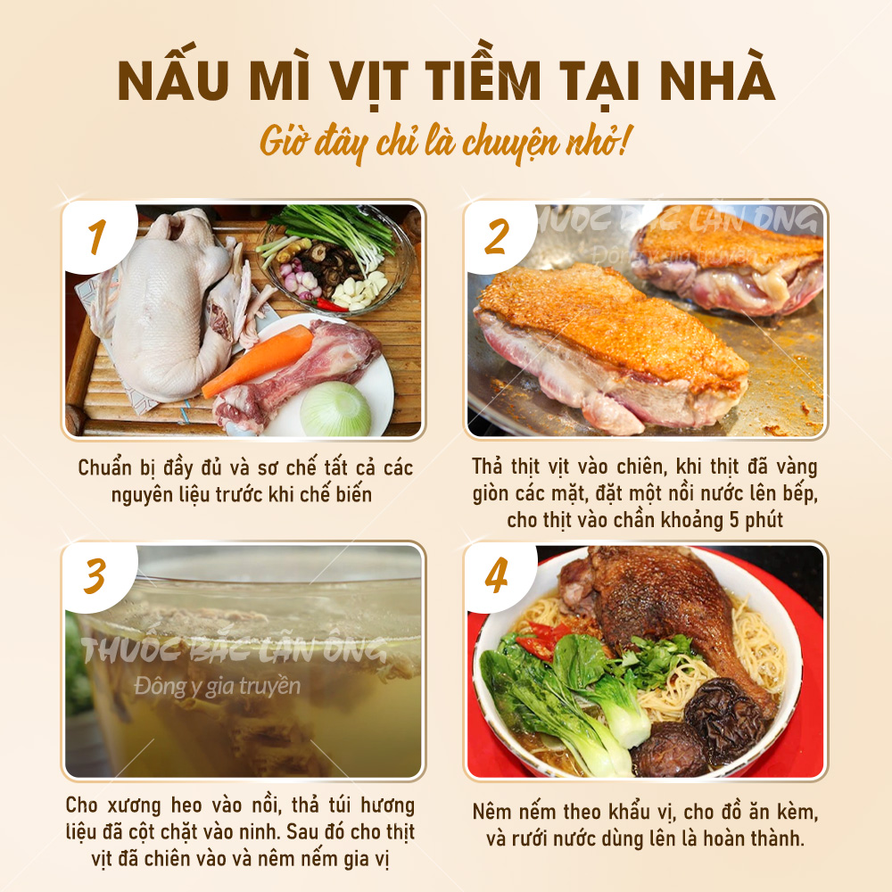 Gia vị mì vịt tiềm Hồng Kông, gói gia vị tiềm đủ vị, thơm ngon, tiện lợi, tặng kèm túi lọc