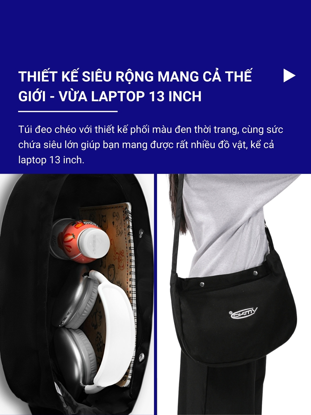 Túi đeo chéo đi học canvas cá tính Don't Kill My Vibe
