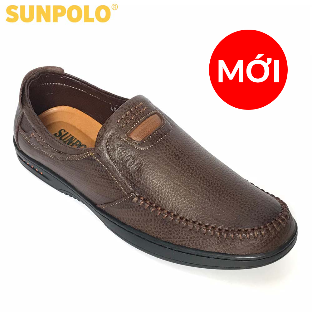 Men leather loafer shoes SUNPOLO LS2098D (black)