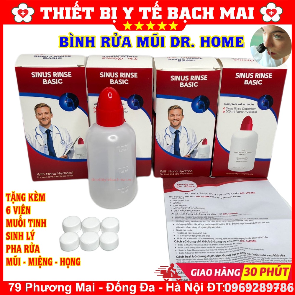 Bình rửa mũi dr. home + tặng 06 viên muối tinh sinh lý rửa mũi, súc miệng hàng ngày