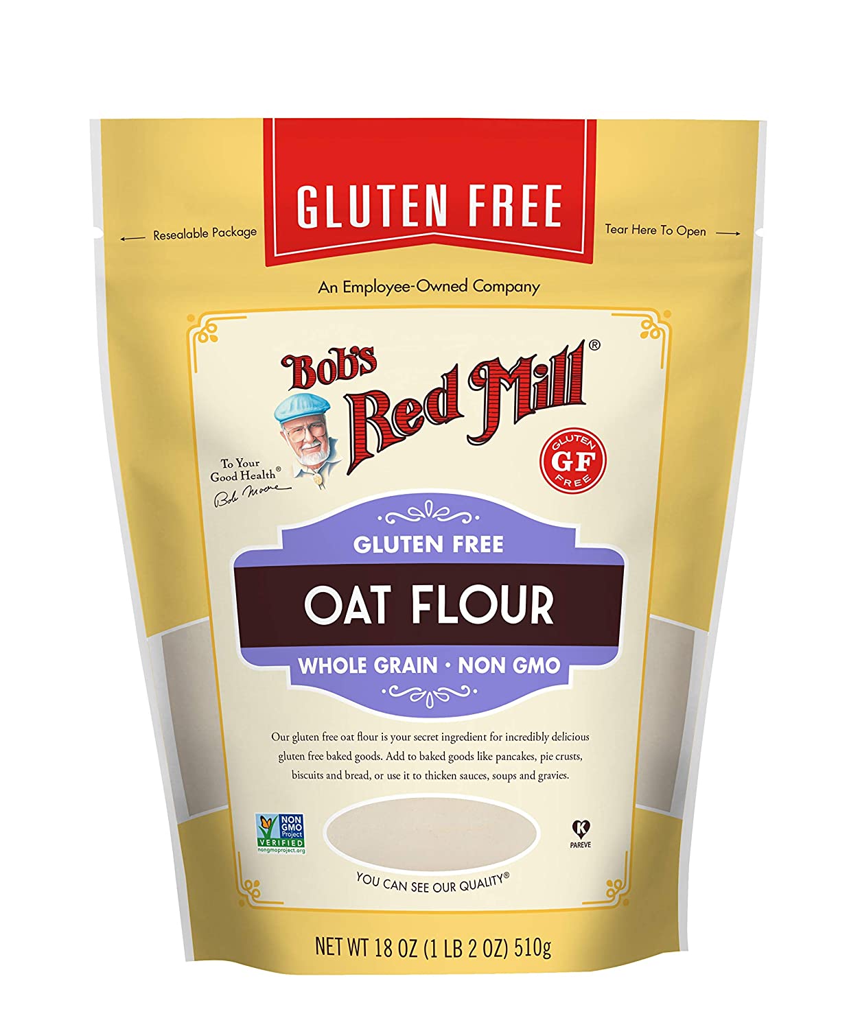 Bột yến mạch nguyên cám bob's red mill whole grain oat flour, non-gmo, gluten-free, 510g