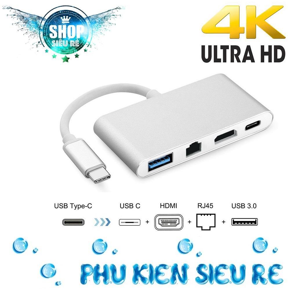 Cáp chuyển USB Type C To HDMI, Lan, Hub USB 3.0 - Cáp chuyển đổi TypeC/ USB-C