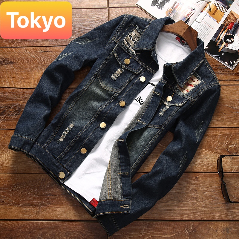 ÁO KHOÁC JEAN NAM CHẤT BÒ LÓT VẢI ĐỎ MẪU MỚI HÀN QUỐC TK-03 - TOKYO FASHION