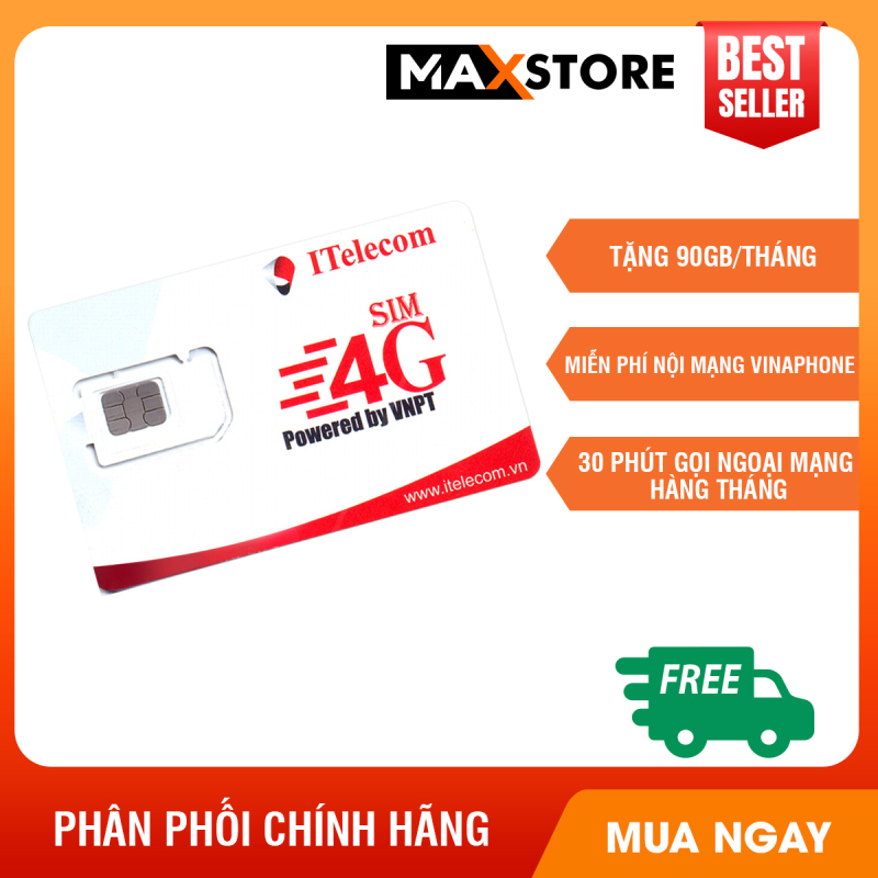 Sim 4G Vina gói 3GB/ngày (90GB/tháng) hãng Itelecom + Miễn phí gọi nội mạng Vinaphone - thay thế sim 4G Vinaphone VD89P (VD89 Plus)