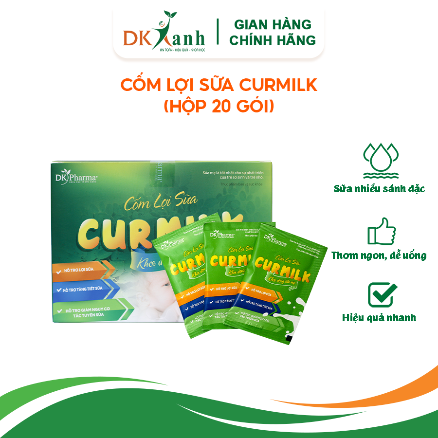 Cốm lợi sữa Curmilk - DK Pharma (hộp 20 gói)