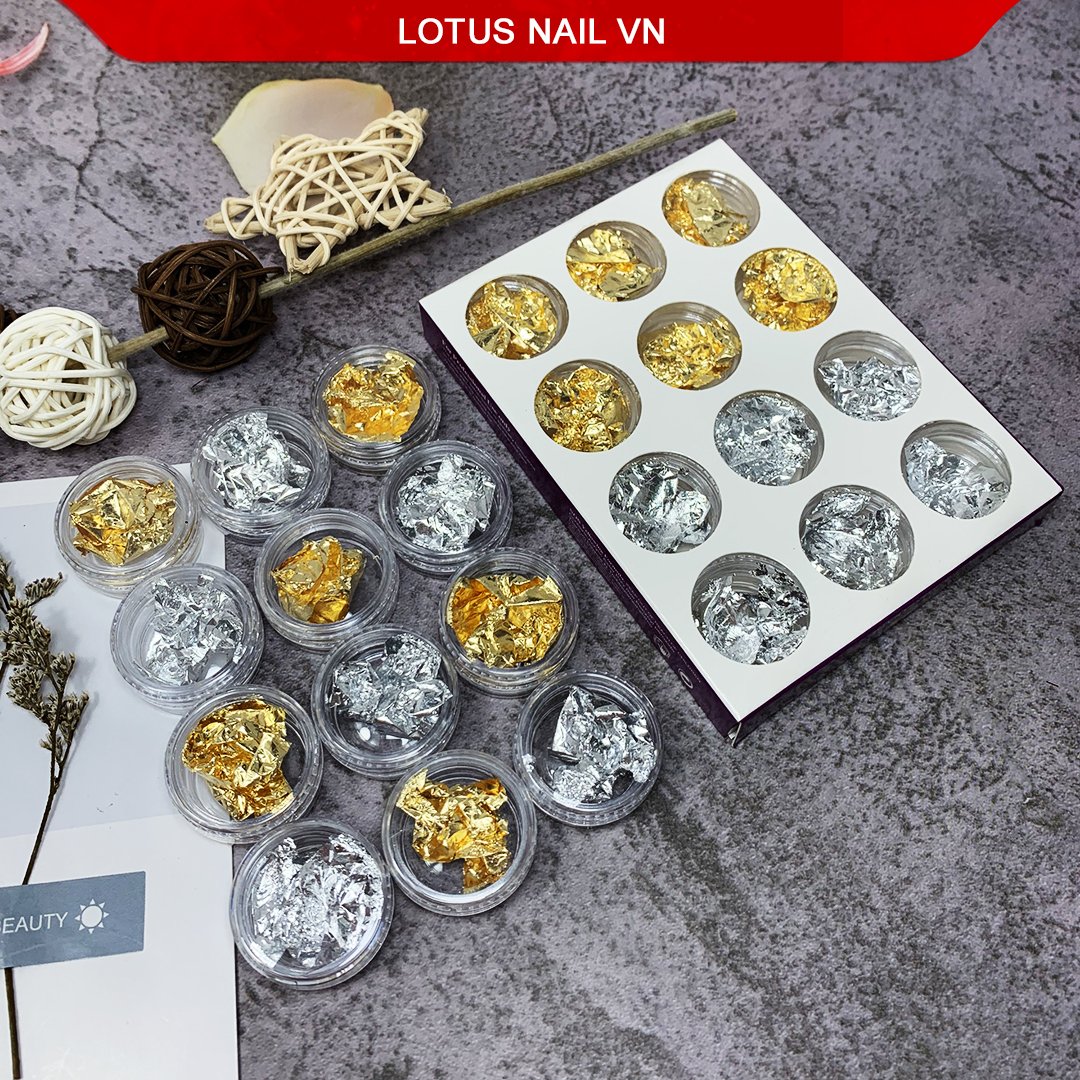 Set giấy nhún nail, giấy bạc trang trí móng đủ màu