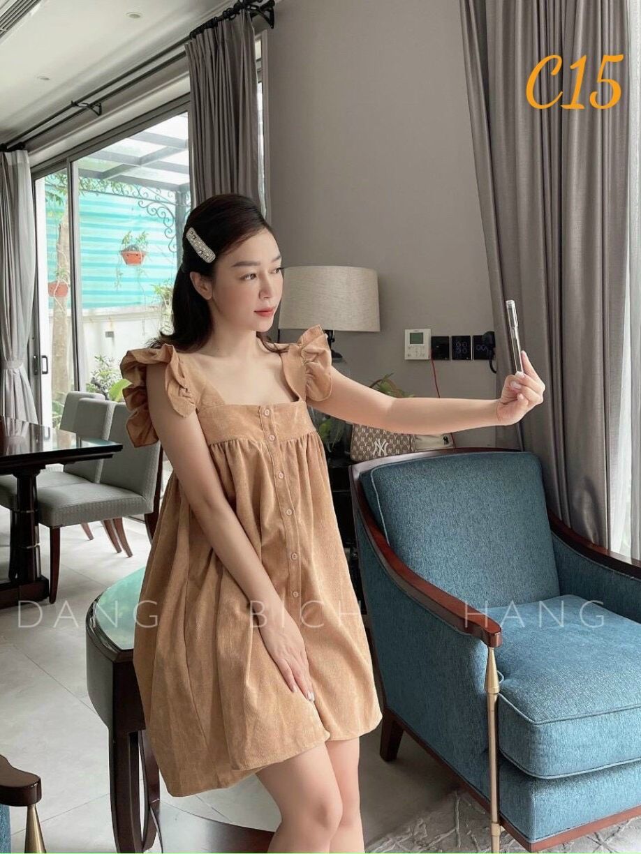 ĐẦM XÒE TAY BÈO CỔ VUÔNG SIÊU XINH