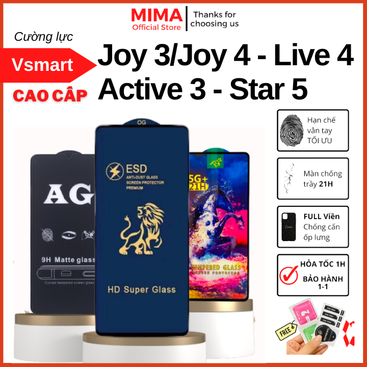 Cường Lực KINGKONG Vsmart Joy 3/ Joy 4/ Live 4/ Active 3/Star 5 Full màn hình kính trơn/nhám/chống vân tay/chống nhìn trộm Cảm ứng siêu mượt hạn chế bám vân tay và mồ hôi hiệu quả, dán cường lực màn hình điện thoại