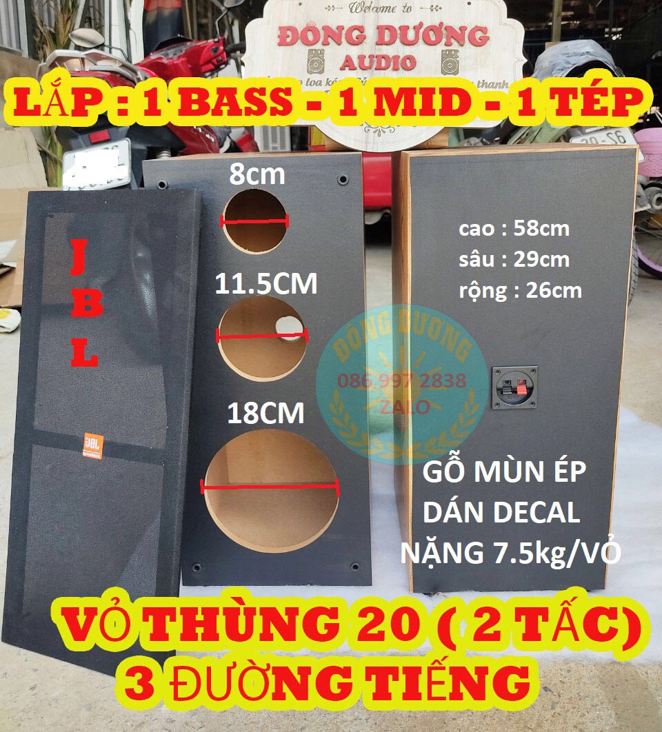 Freeship max vỏ thùng loa bass 20 - lắp cho 1 bass 1 trung 1 trép - giá 2 chiếc tặng kèm bông tiêu âm
