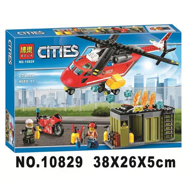Đồ chơi lắp ráp cho bé trai - lắp ráp cities ráp trực thăng cứu hỏa 10829