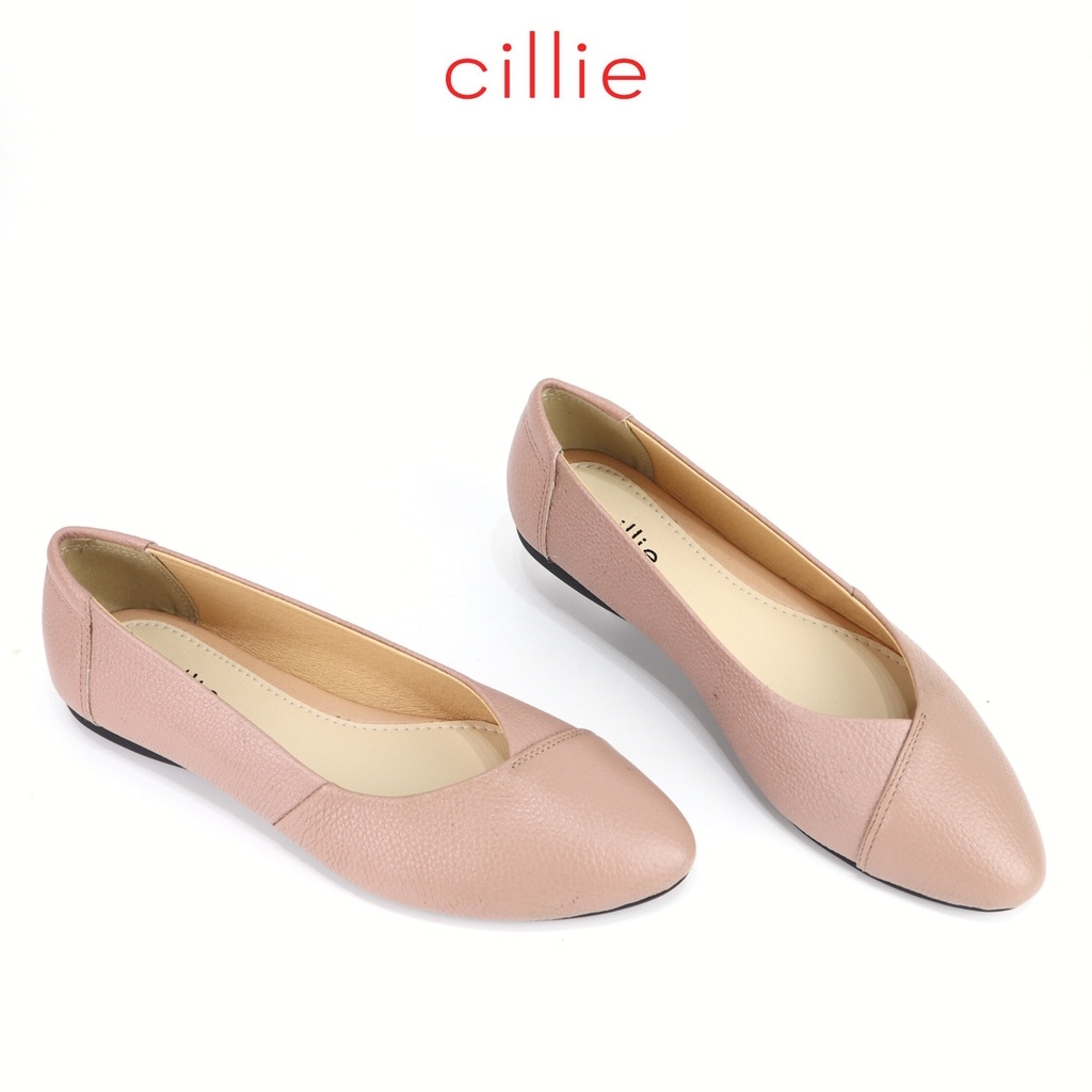 ☢  Giày búp bê nữ mũi nhọn kiểu dáng basic thanh lịch đế bằng da thật êm mềm ôm chân mang đi làm đi chơi Cillie 1122.