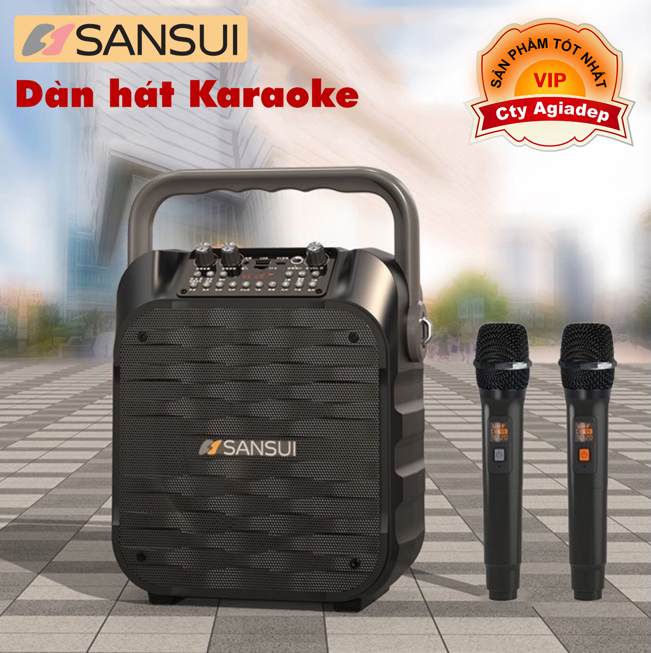Dàn hát karaoke di động hàng hiệu sansui s16 loa bluetooth và 2 micro