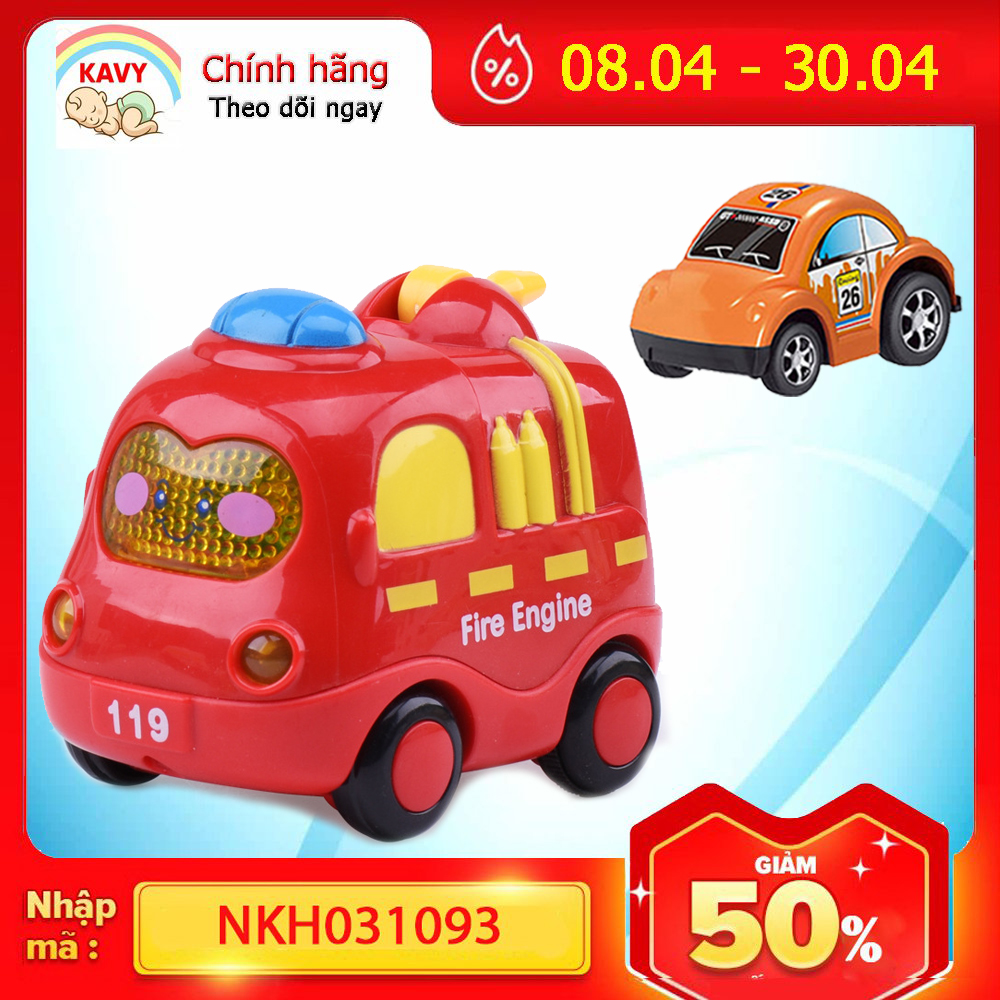 Đồ chơi cho bé xe cứu hỏa màu đỏ có nhạc và đèn chạy đà kèm sẵn pin, TẶNG kèm 1 xe ô tô mini xinh xắn đáng yêu cho bé