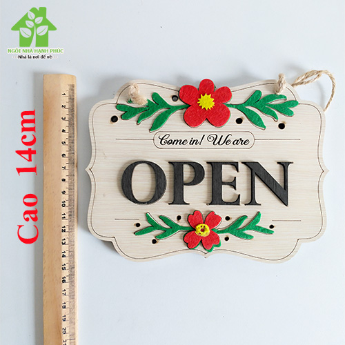 Bảng gỗ decor trang trí SHOP 🚀OPEN - CLOSE 2 MẶT🚀 (tặng kem móc treo tường)