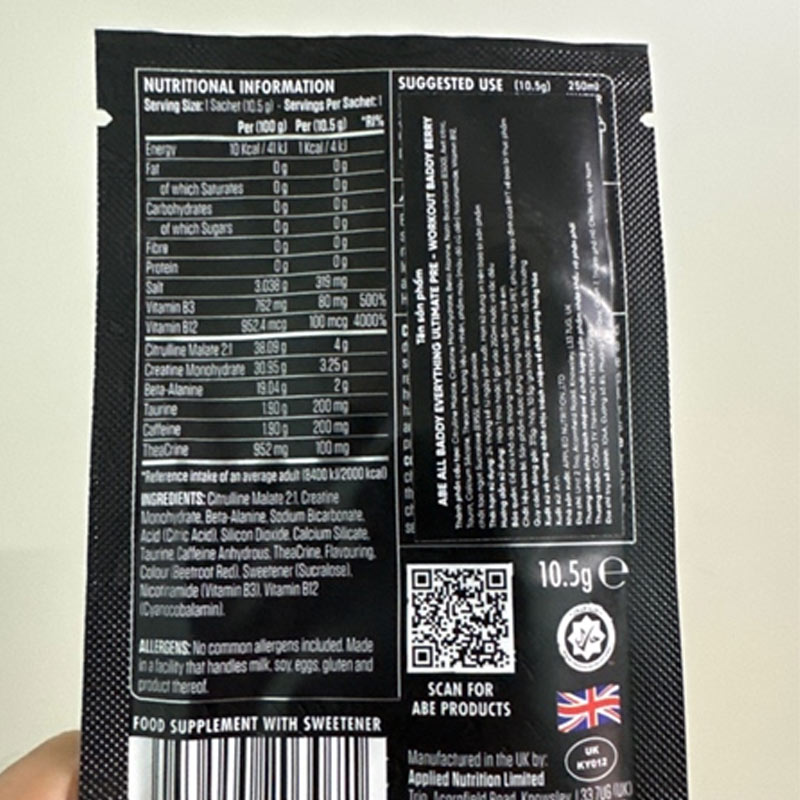 Gói Thử Sample APPLIED NUTRITION ABE Pre Workout 1 Lần Dùng (11 Gram)