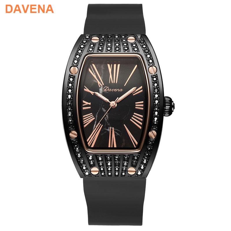 Đồng Hồ Davena Nữ Dây Silicon Đen 30x38mm Black Authentic