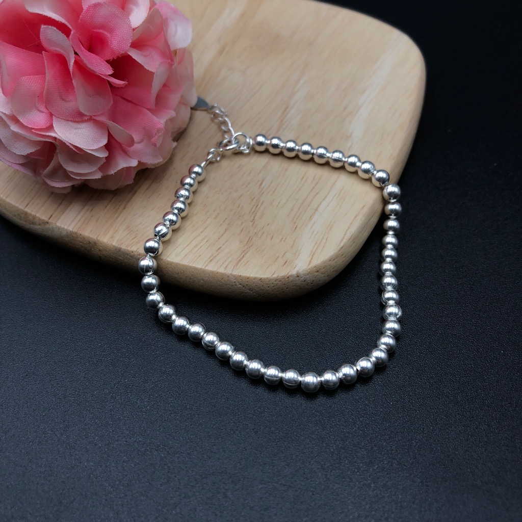 Lắc Tay Lắc Chân Trẻ Em Bạc Hiểu Minh LTE045 Bi Tròn Bảo Hành Vĩnh Viễn