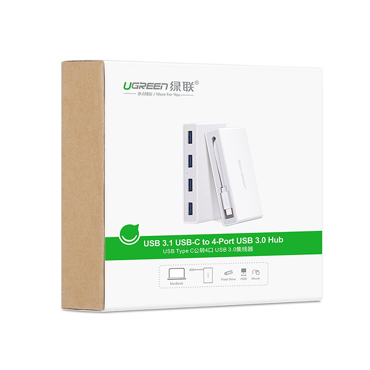 Cáp USB Type-C ra Hub USB 3.0 Ugreen 30278 (Sạc được Macbook)