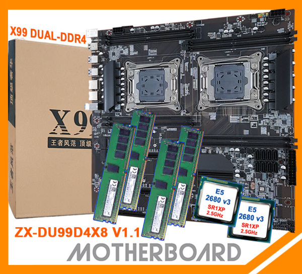 Bảng giá Combo Main X99 DUAL ZX-DU99D4X8 DDR4 + 2*E5-2680 V3 (24C/48T, 60MB CACHE, 2.5GHZ ) + RAM DDR4 REG ECC. Chuyên render, đồ họa, gaming.... Phong Vũ